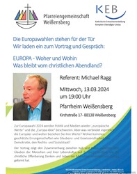 Plakat Europa-Vortrag Michael Ragg in Weißensberg